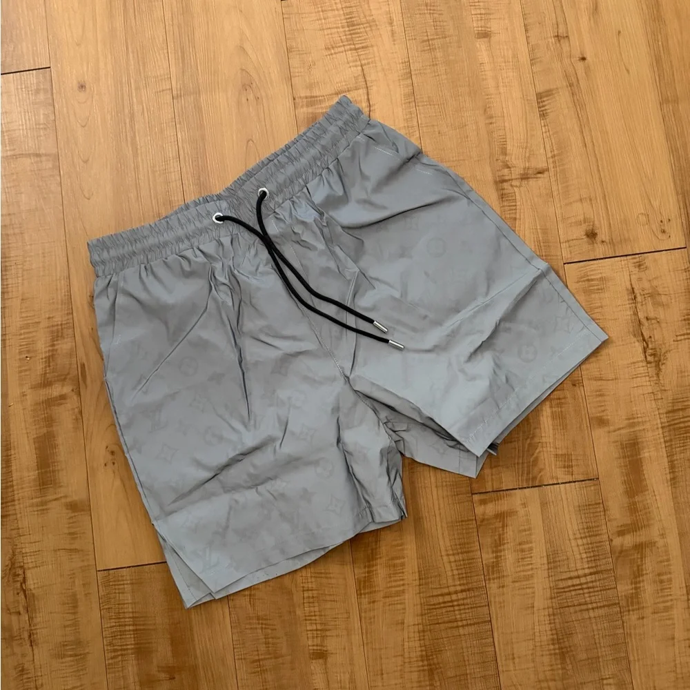 Black Monogram-Print Men's Swim Board Shorts